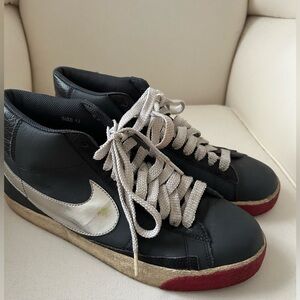 Nike Blazer High Black Anthracite Metallic Silver Red 315877-001 Sneaker Size 11